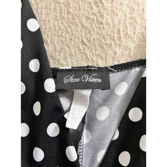 Star Vixen Polka Dot Sleeveless Dress Sz 1X Rockabilly Pin-Up Black White - Picture 3 of 8